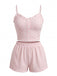 Pink 1950s Spaghetti Strap Ruffle Pajama Set 5