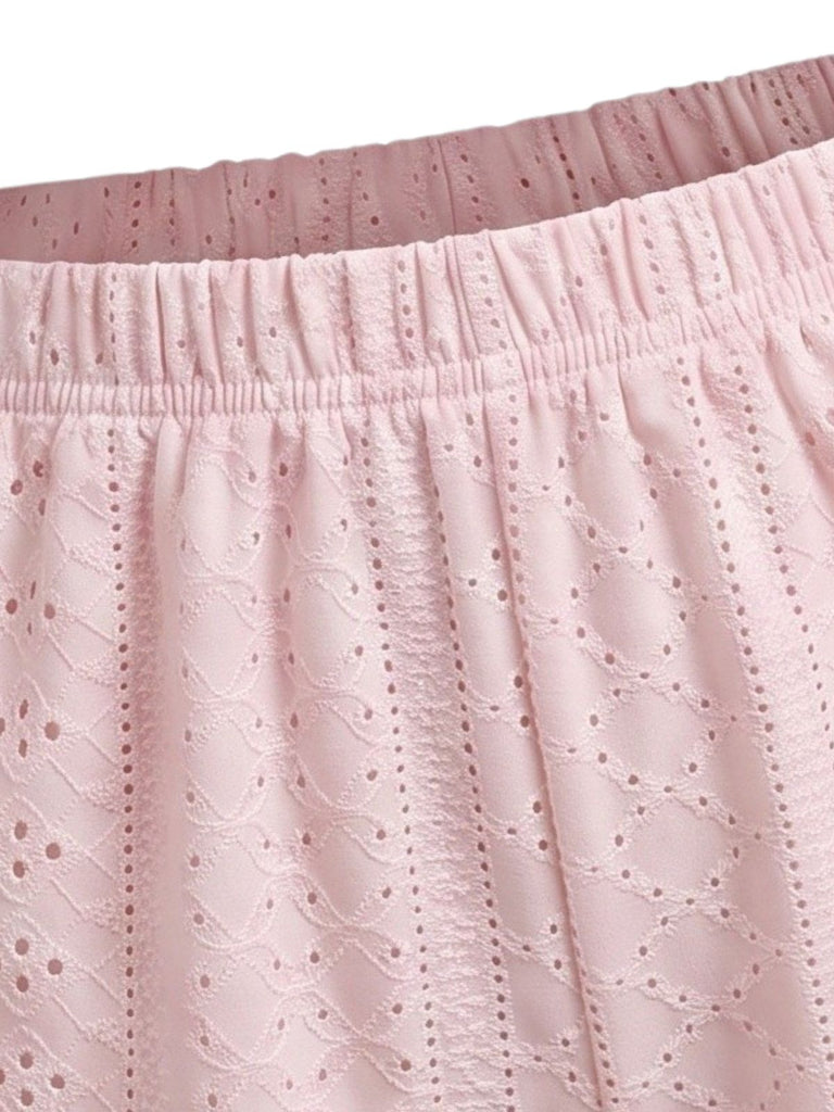 Pink 1950s Spaghetti Strap Ruffle Pajama Set 4