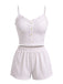 Pink 1950s Spaghetti Strap Ruffle Pajama Set 9