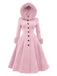 Pink 1950s Faux-Wool Hooded Button Coat, vintage coat, retro outerwear - perfect for women who love vintage and retro fashion