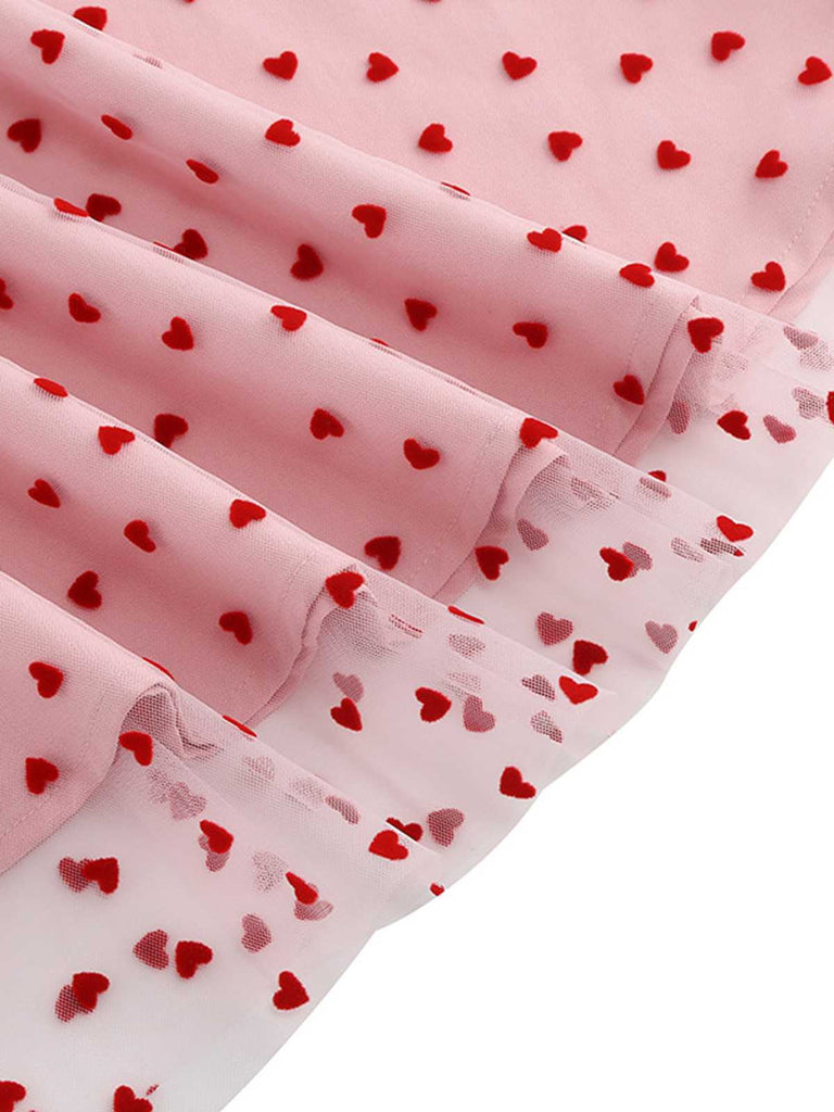 1950s Flocked Heart Mesh Patchwork Dress — the kind of 1950s dress that makes strangers smile