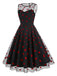 She slips into this 1950s Flocked Heart Mesh Patchwork Dress and suddenly it's a 1950s daydream