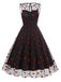This 1950s Flocked Heart Mesh Patchwork Dress wraps her in 1950s elegance, one twirl at a time