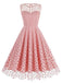 1950s Flocked Heart Mesh Patchwork Dress — a 1950s silhouette that turns sidewalks into runways