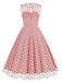 1950s Flocked Heart Mesh Patchwork Dress: where 1950s romance meets her modern spirit