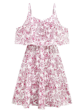 1950s Floral Cold Shoulder Ruffle Dress - vintage dress, retro fashion, rockabilly