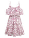 1950s Floral Cold Shoulder Ruffle Dress - vintage dress, retro fashion, rockabilly