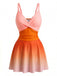 1940s Mirrored Ombre Front Twist One-Piece Swim Dress - vintage dress, retro fashion for vintage lovers
