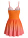 1940s Mirrored Ombre Front Twist One-Piece Swim Dress - vintage dress, retro fashion for vintage lovers