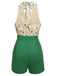 Close-up: 1950s 1950s Floral Halter Lace-up Vintage Romper, perfect for vintage themed parties and retro fashion enthusiasts