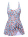 She's wearing 1950s Floral Knot Wide Strap Skirt Swimsuit and the whole beach remembers the 1950s