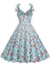 1950s Floral Lace-Up Shoulder V-Neck Swing Dress: timeless style reimagined