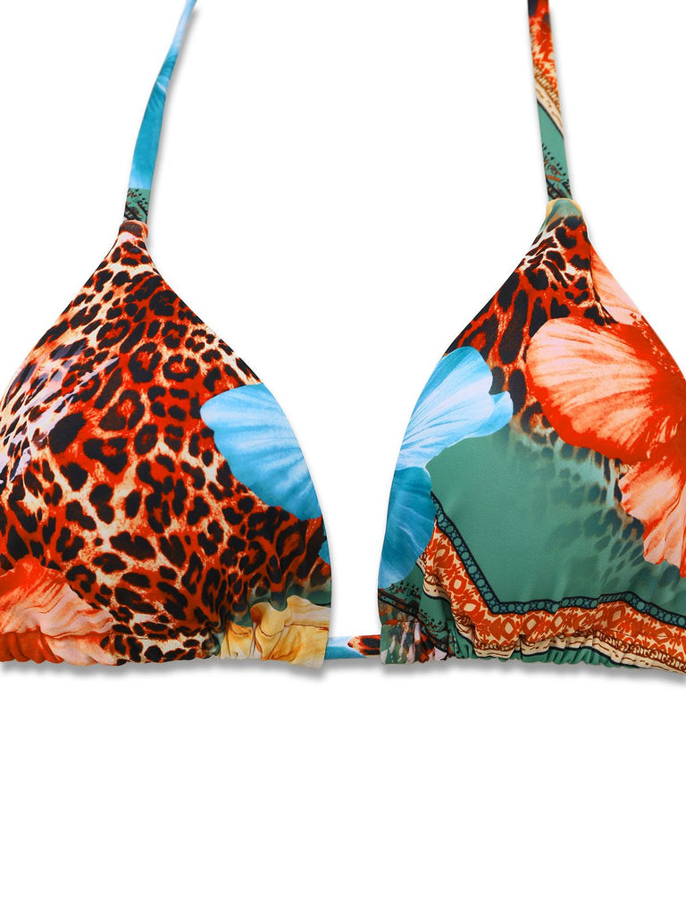 1950s Floral Leopard Halter Bikini Set & Cover-Up - vintage fashion, retro style