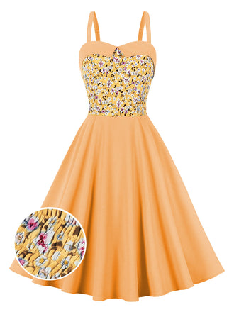1950s Floral Patchwork Strap Swing Dress: timeless style reimagined