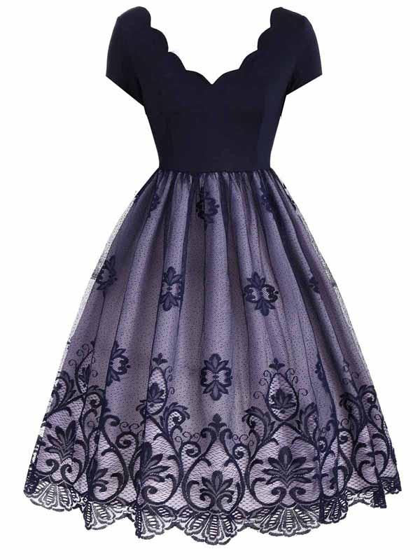 retro stage 50s dresses Vintage 50s Swing A-Line Midi Dress