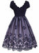 1950s Floral Patchwork Swing Dress, classic vintage style elegant retro fashion
