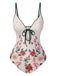 She's wearing 1950s Floral Print Spaghetti Strap One-Piece Swimsuit and the whole beach remembers the 1950s