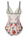 This 1950s Floral Print Spaghetti Strap One-Piece Swimsuit carries 1950s vacation dreams in every stitch