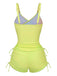 1950s Floral Solid Lace-Up Tankini Set - vintage fashion, retro style