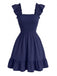 1950s Square Neck Ruffled Sleeve Smocked Dress, vintage dress, retro fashion, rockabilly, pin-up fashion, women, elegant
