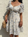 1950s Floral Square Neck Ruffle Dress 3