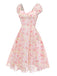 [Pre-Sale] Pink 1950s Floral Chiffon Bow Dress 4