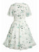 [Plus Size] 1950s Floral V-Neck A-Line Chiffon Dress, vintage dress, retro fashion, rockabilly, pin-up fashion - perfect for women who love vintage and retro fashion