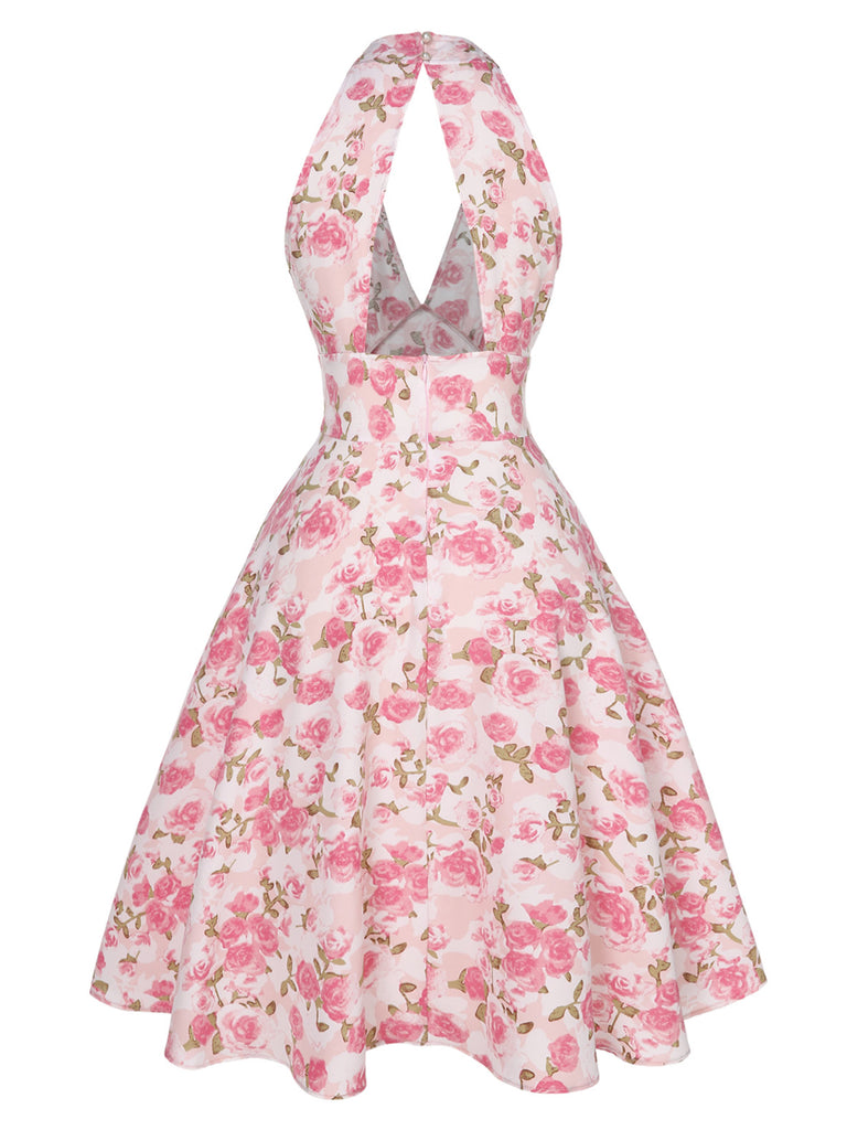 1950s Floral V-Neck Dress: beautiful vintage dress, retro fashion, elegant style with timeless appeal