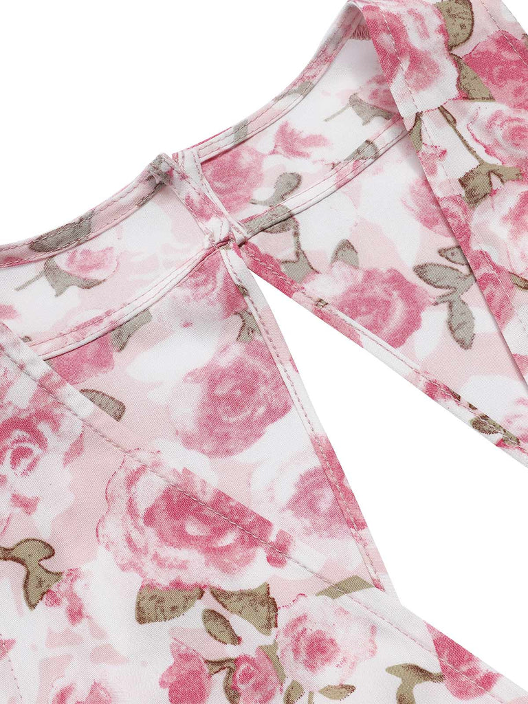 1950s Floral V-Neck Dress | vintage dress, retro fashion, elegant style - perfect for retro fashion enthusiasts