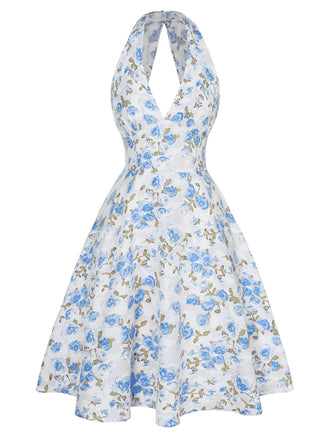 This 1950s Floral V-Neck Dress wraps her in 1950s elegance, one twirl at a time