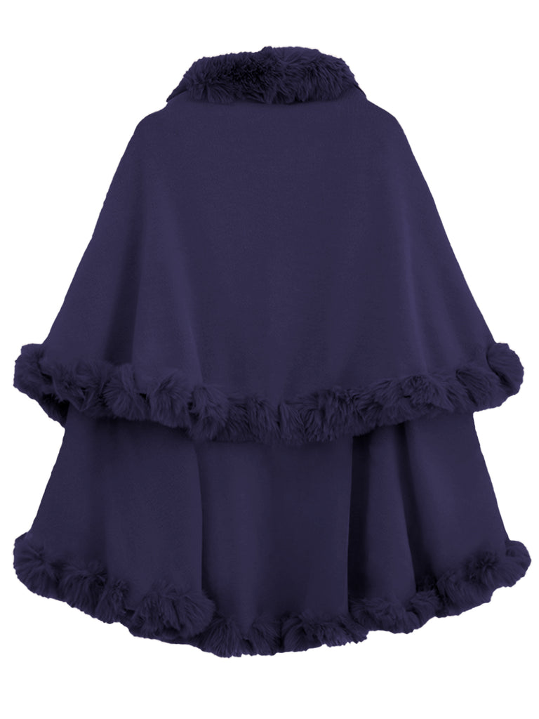This 1950s Fur Collar Double Layer Cape Shawl is her armor of 1950s elegance