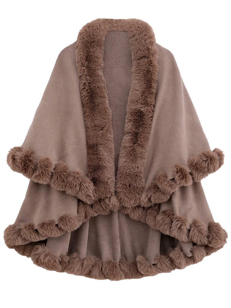 1950s Fur Collar Double Layer Cape Shawl — 1950s style that speaks before she does