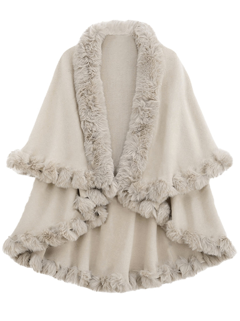 1950s Fur Collar Double Layer Cape Shawl — 1950s style that speaks before she does