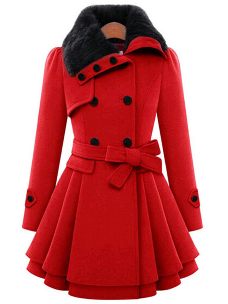 1950s Fur Collar Waisted Winter Coat, vintage coat, retro outerwear - perfect for women who love vintage and retro fashion