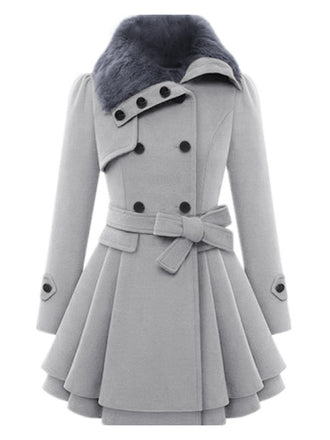 1950s Fur Collar Waisted Winter Coat - vintage fashion, retro style