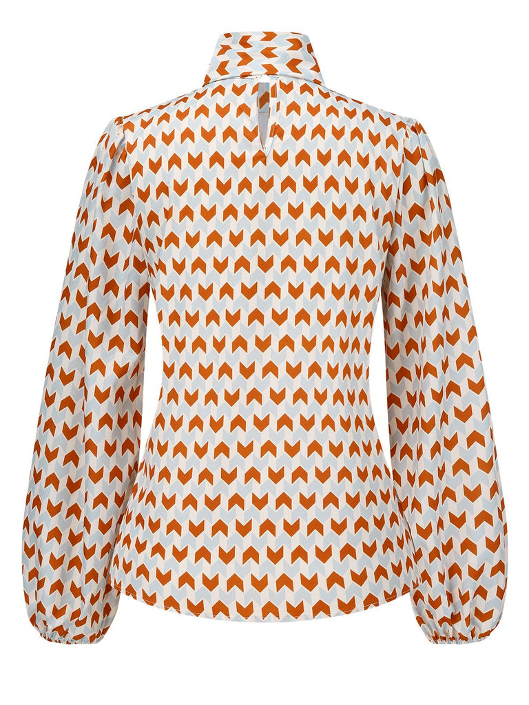 1950s Geometric Pattern Tie Neck | 1950s | vintage blouse, retro top