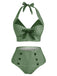 1950s Gingham Halter Bowknot Bikini Set - vintage fashion, retro style