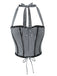 She pairs this 1950s Gingham Plaid Lace-Up Halter Crop Camisole with confidence and 1950s charm