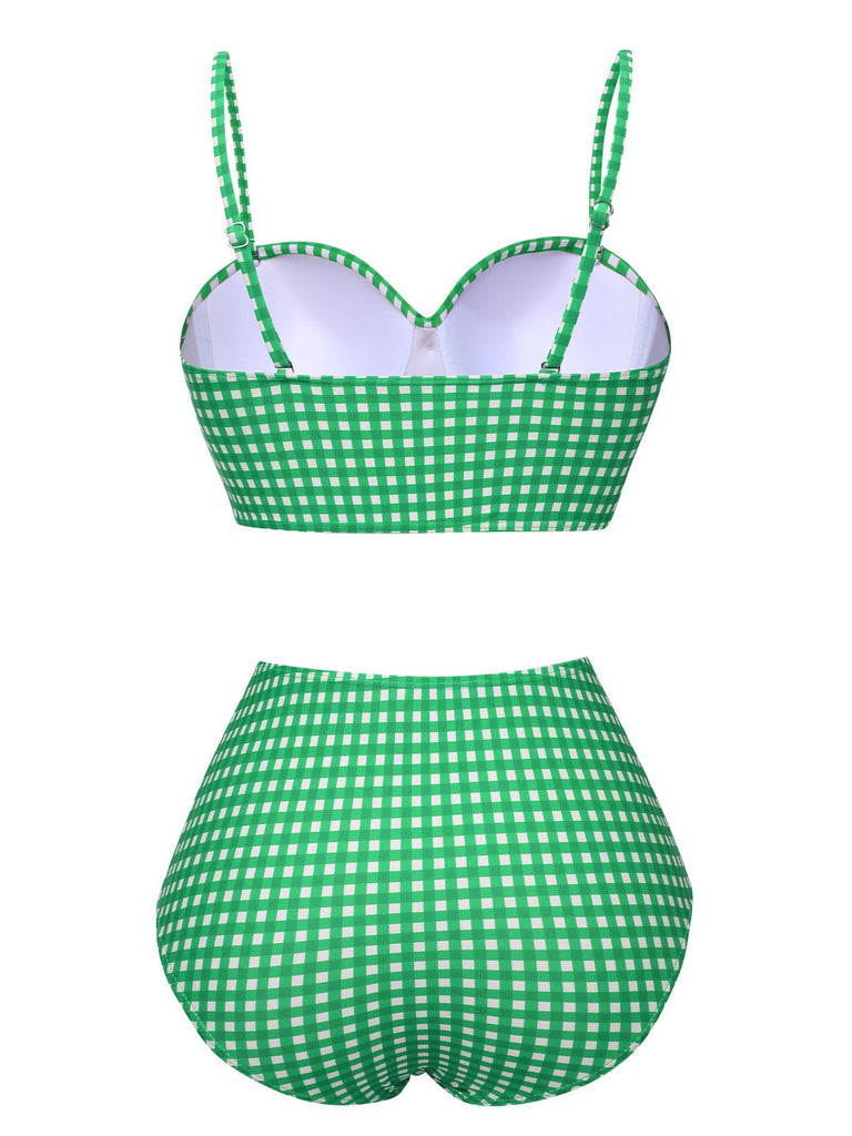 1950s Gingham Plaid Suspender Swimsuit, vintage swimsuit, pin-up swimwear - perfect for women who love vintage and retro fashion