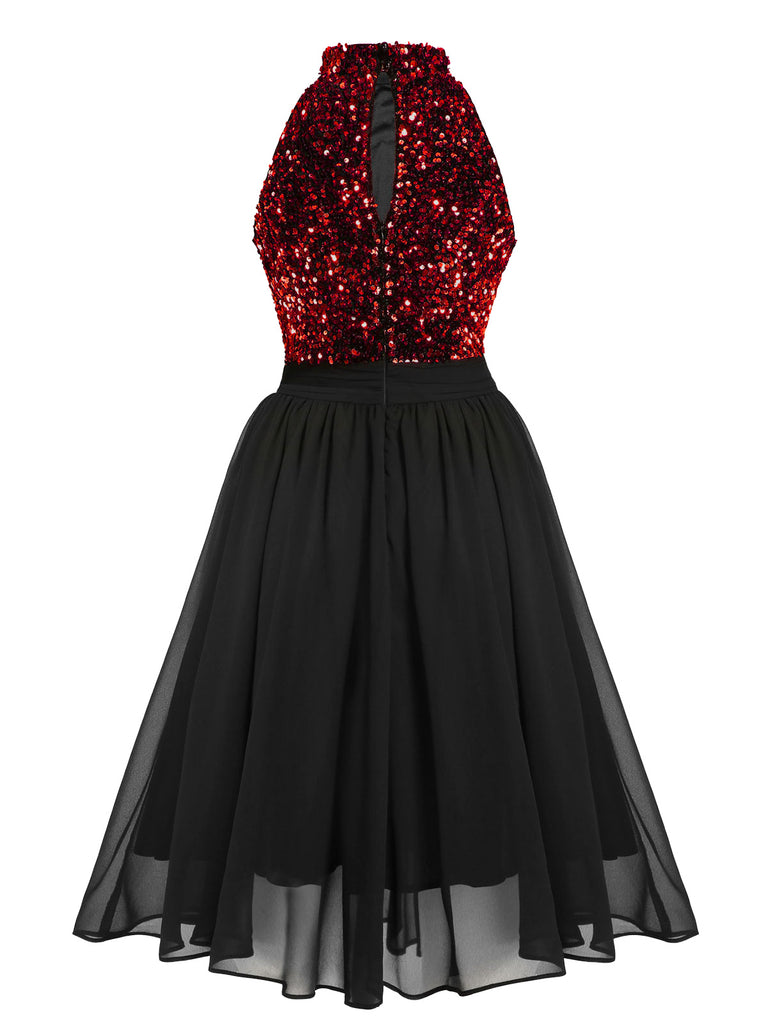 Black 1950s Gold Glitter Patchwork Dress | Retro Stage Black 1950s Gold Glitter Patchwork Dress | Retro Stage