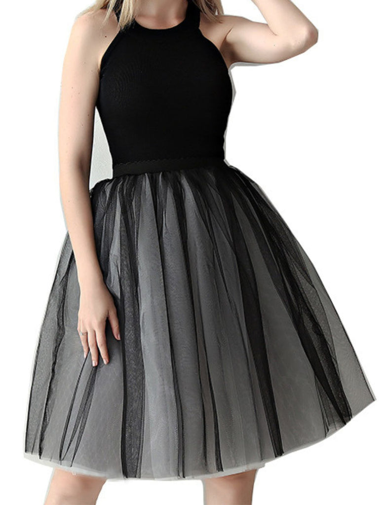 Gradient 1950s Ribbon Belt Mesh Underskirt Petticoat - vintage skirt, retro style