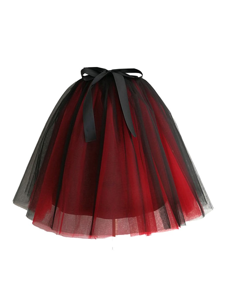 Gradient 1950s Ribbon Belt Mesh Underskirt Petticoat - vintage skirt, retro style