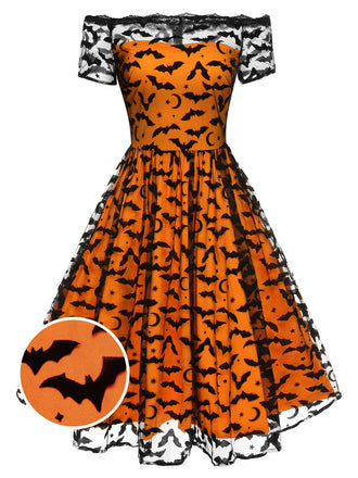 1950s Halloween Lace Off-shoulder Swing Dress: timeless style reimagined