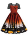 1950s Halloween Lace Patchwork Short Sleeves Dress — the kind of 1950s dress that makes strangers smile