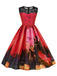 1950s Halloween Lace Patchwork Sleeveless Dress — the kind of 1950s dress that makes strangers smile