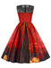 She slips into this 1950s Halloween Lace Patchwork Sleeveless Dress and suddenly it's a 1950s daydream