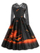 1950s Halloween Lace Sleeves Patchwork Dress: where 1950s romance meets her modern spirit