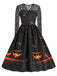 This 1950s Halloween Lace Sleeves Patchwork Dress wraps her in 1950s elegance, one twirl at a time