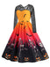 1950s Halloween Lace Sleeves Patchwork Dress — a 1950s silhouette that turns sidewalks into runways