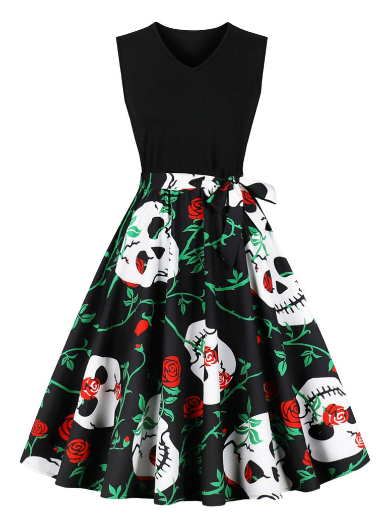 1950s Halloween Patchwork Belt Swing Dress, vintage dress, retro fashion, rockabilly, pin-up fashion - perfect for women who love vintage and retro fashion
